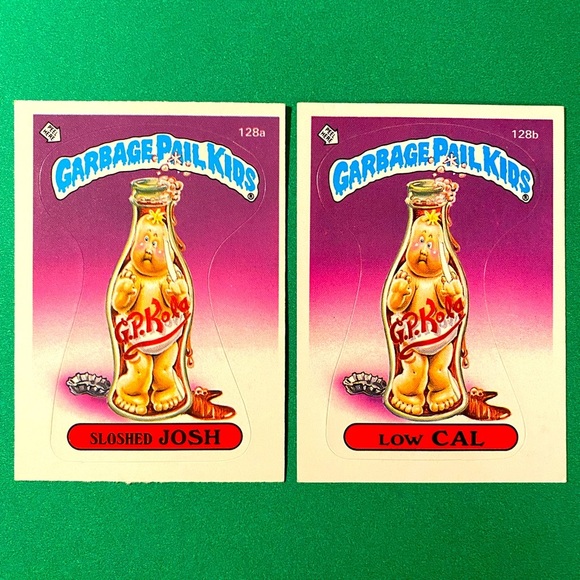 Topps Other - 1986 Topps Garbage Pail Kids 4th Series - Sloshed Josh 128a & Low Cal 128b GPK​